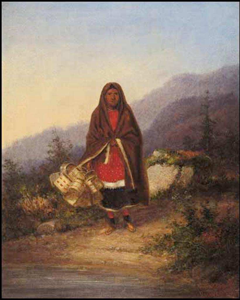 Cornelius David Krieghoff (1815-1872) - Iroquois Indian Basket Seller