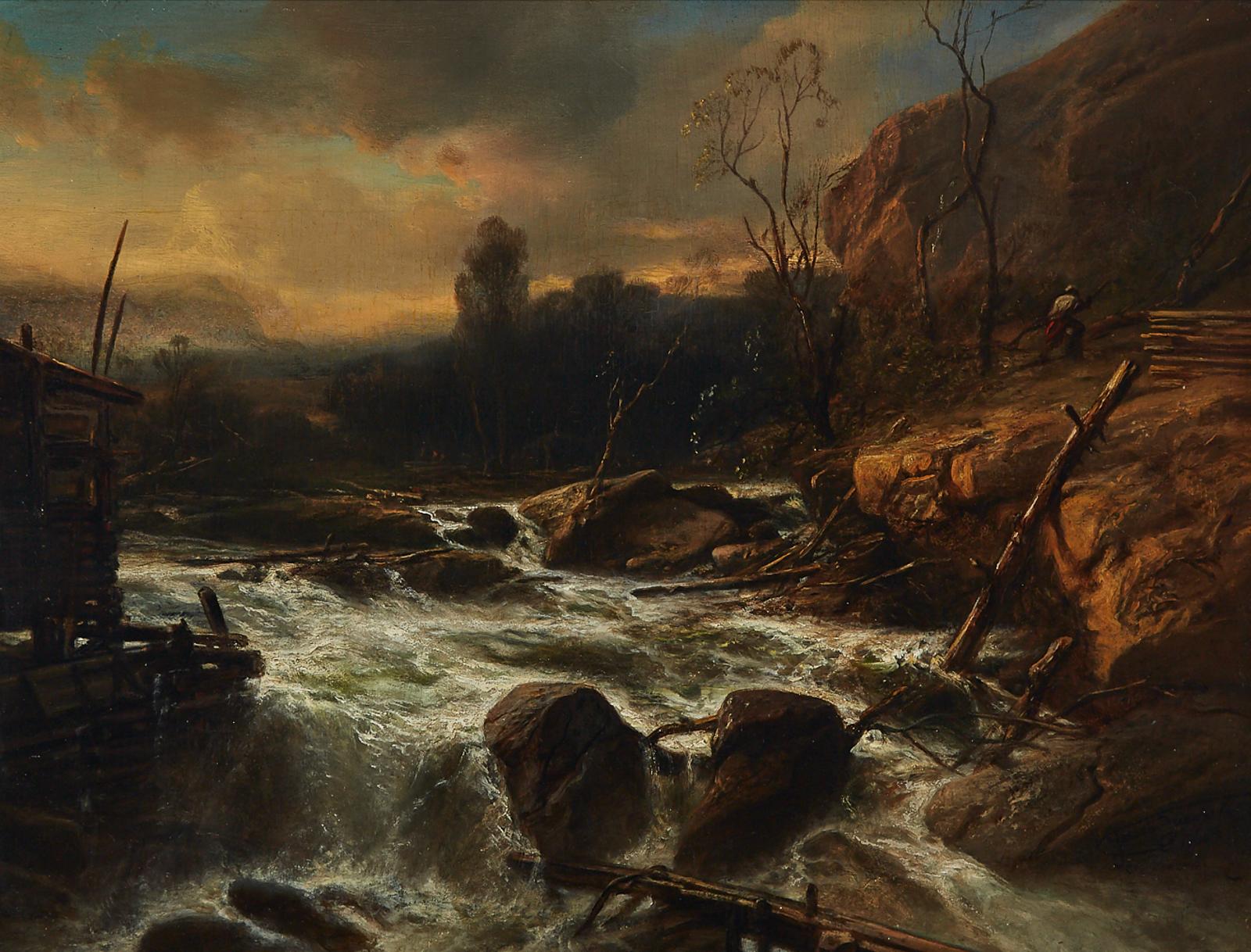 Jacob Jacobs (1812-1879) - The Broken Dam, Possibly Norway, 1860