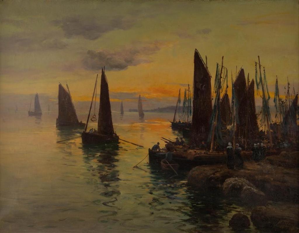 Paul Philippe (1870-1930) - The Return of Fishing Boats at Sunset