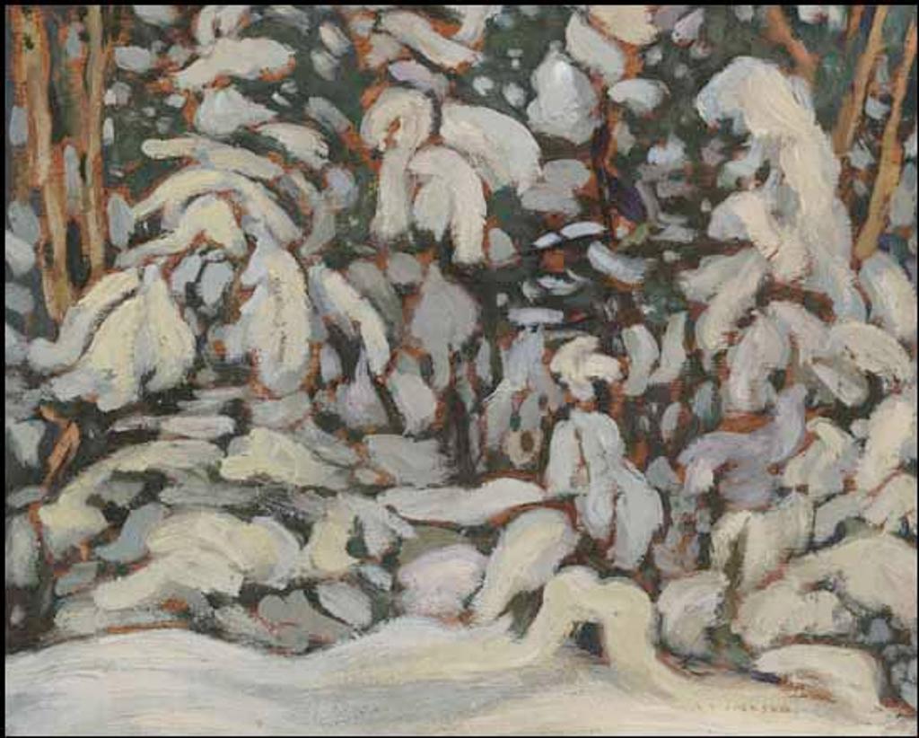 Alexander Young (A. Y.) Jackson (1882-1974) - Snow on Spruce Trees / Countryside in Winter (verso)