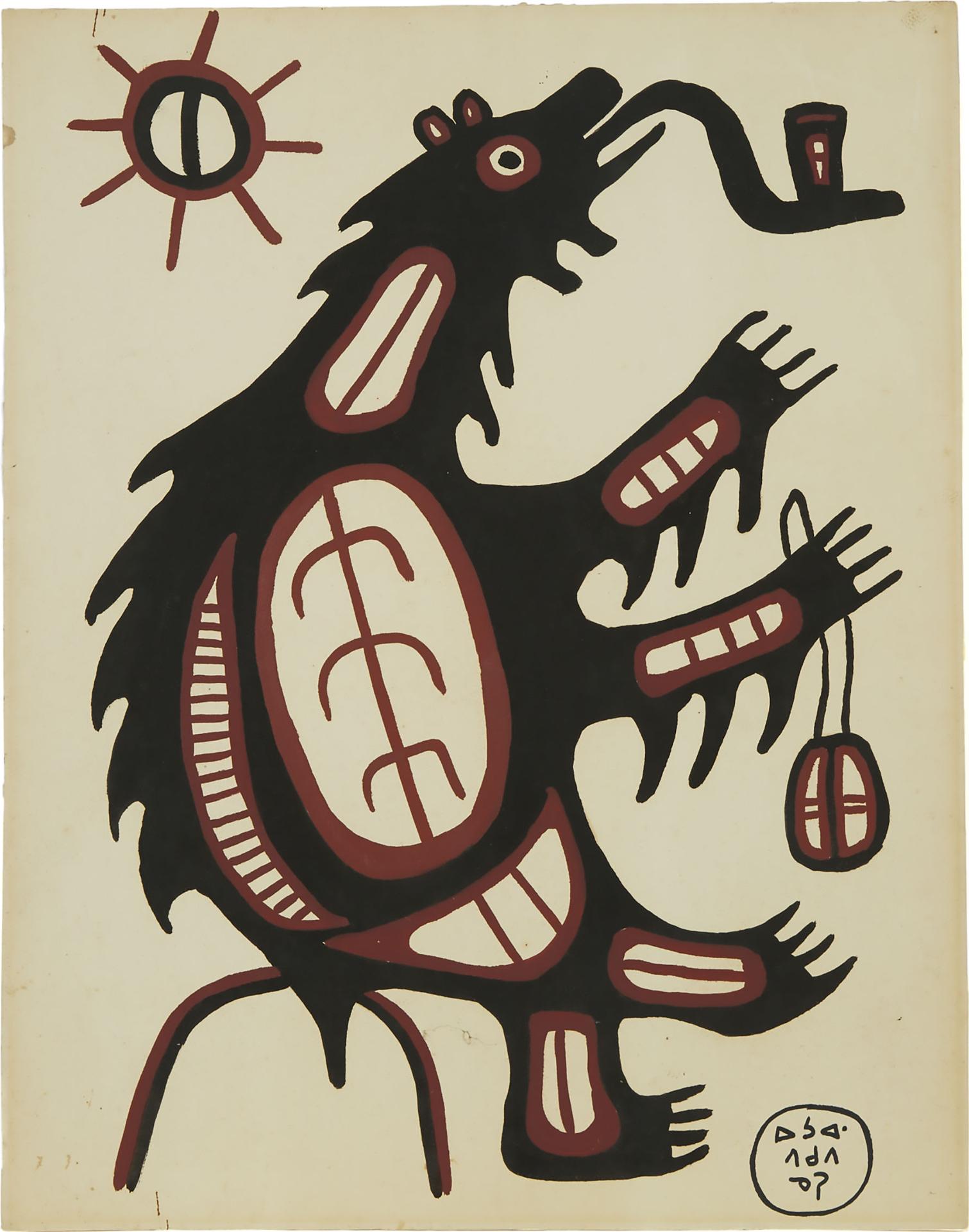 Norval H. Morrisseau (1931-2007) - Bear Smoking A Pipe