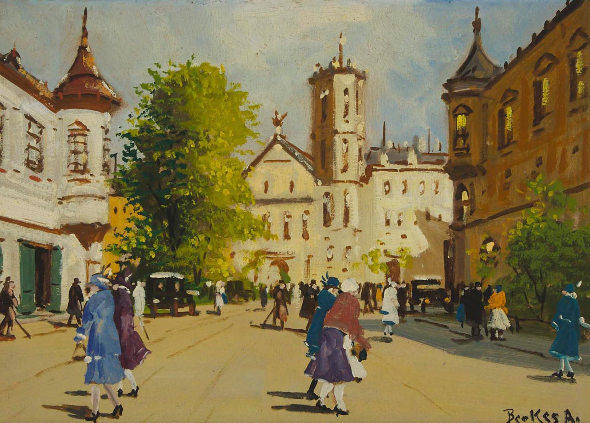 Antal Berkes (1874-1938) - Town Scene, Budapest
