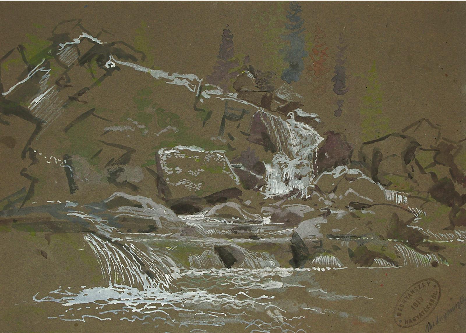 László Mednyánszky (1852) - River Waterfall, 1919
