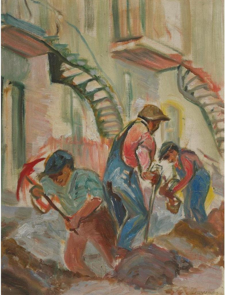 Lionel Fielding-Downes (1900-1972) - Digging The Road, Montreal
