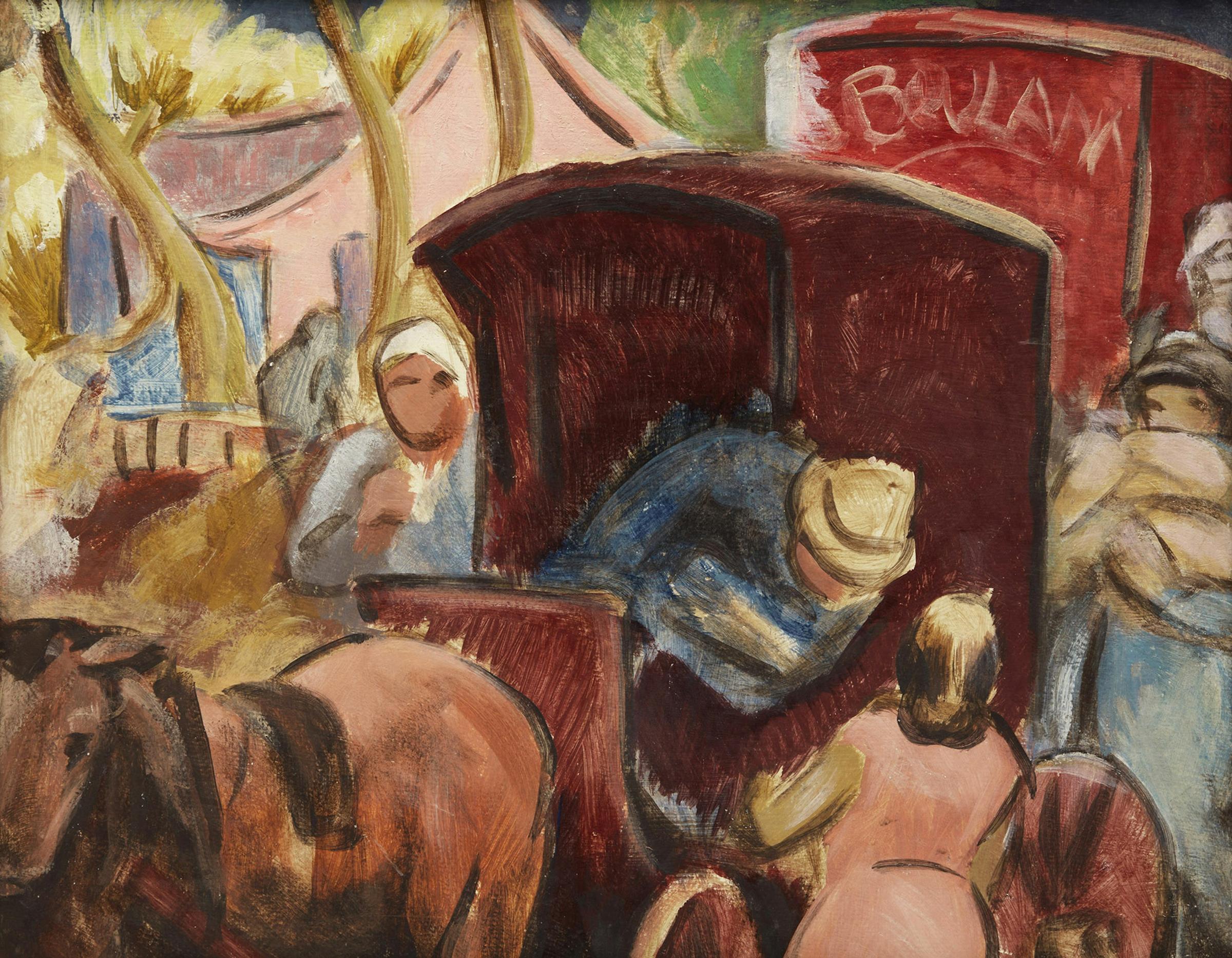 André Charles Biéler (1896-1989) - Figures at a Carriage, c.1960