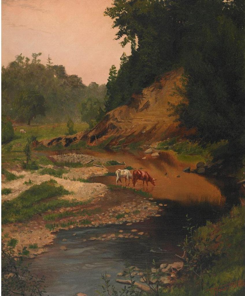 Thomas Mower Martin (1838-1934) - Cattle Watering At A Stream