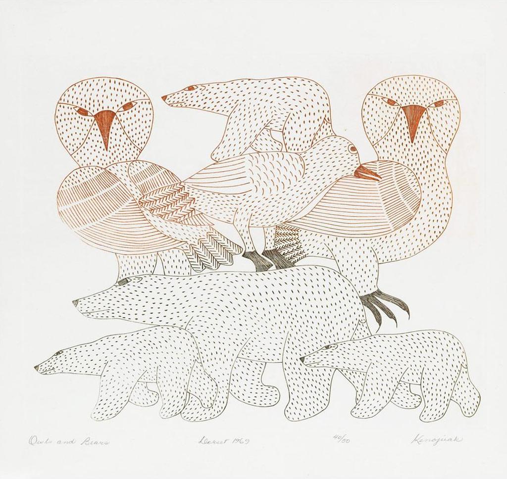 Kenojuak Ashevak (1927-2013) - Owls And Bears