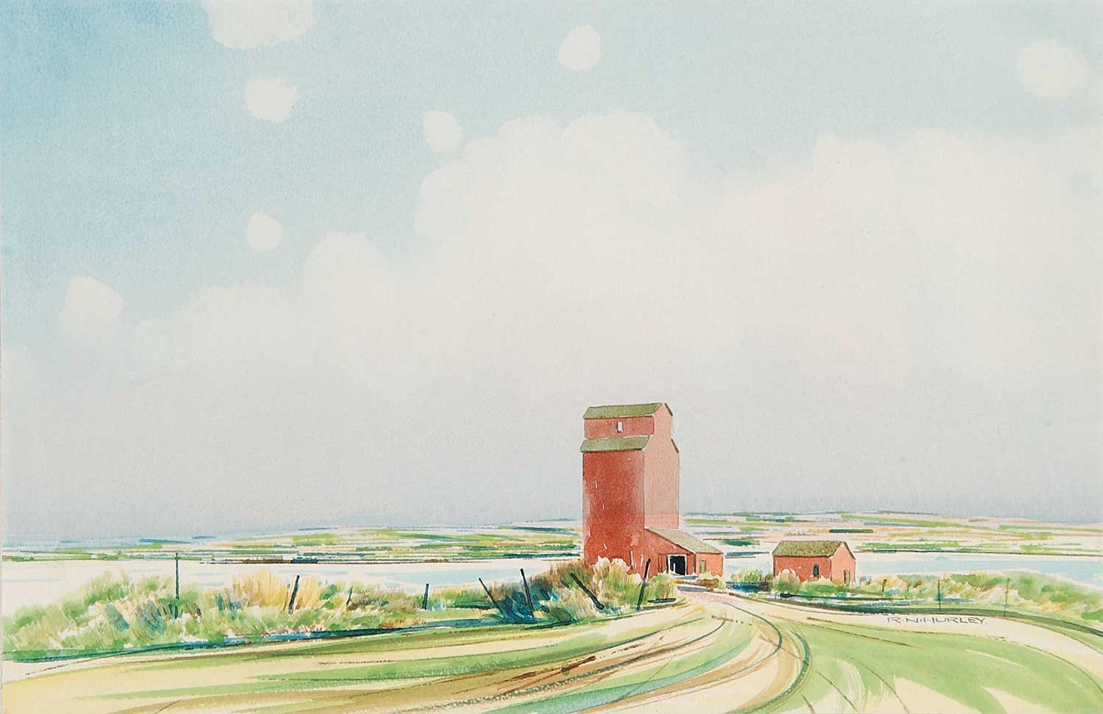 Robert Newton Hurley (1894-1980) - Untitled - Grain Elevator in Spring
