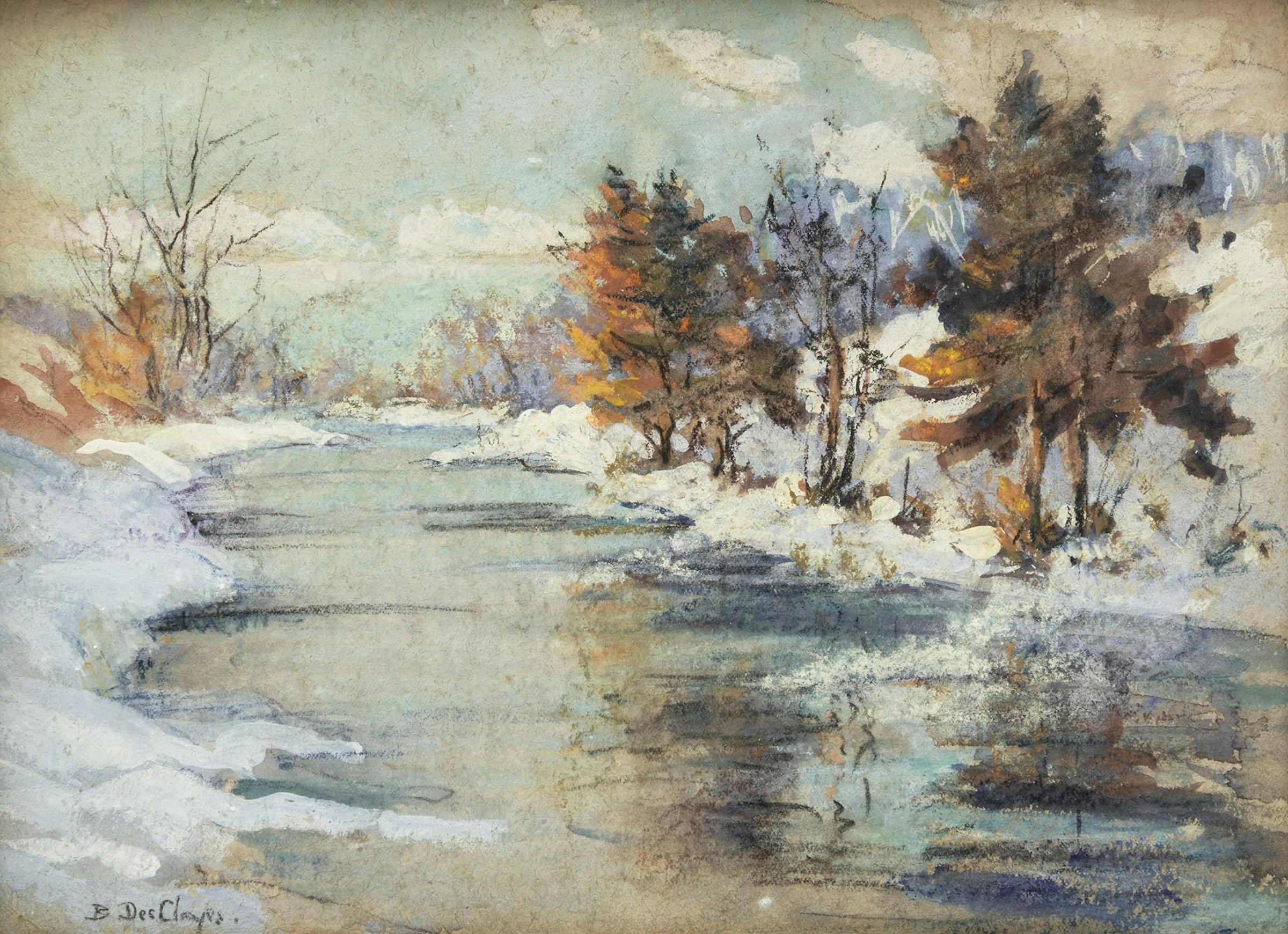 Berthe Des Clayes (1877-1968) - Untitled, Stream in Winter
