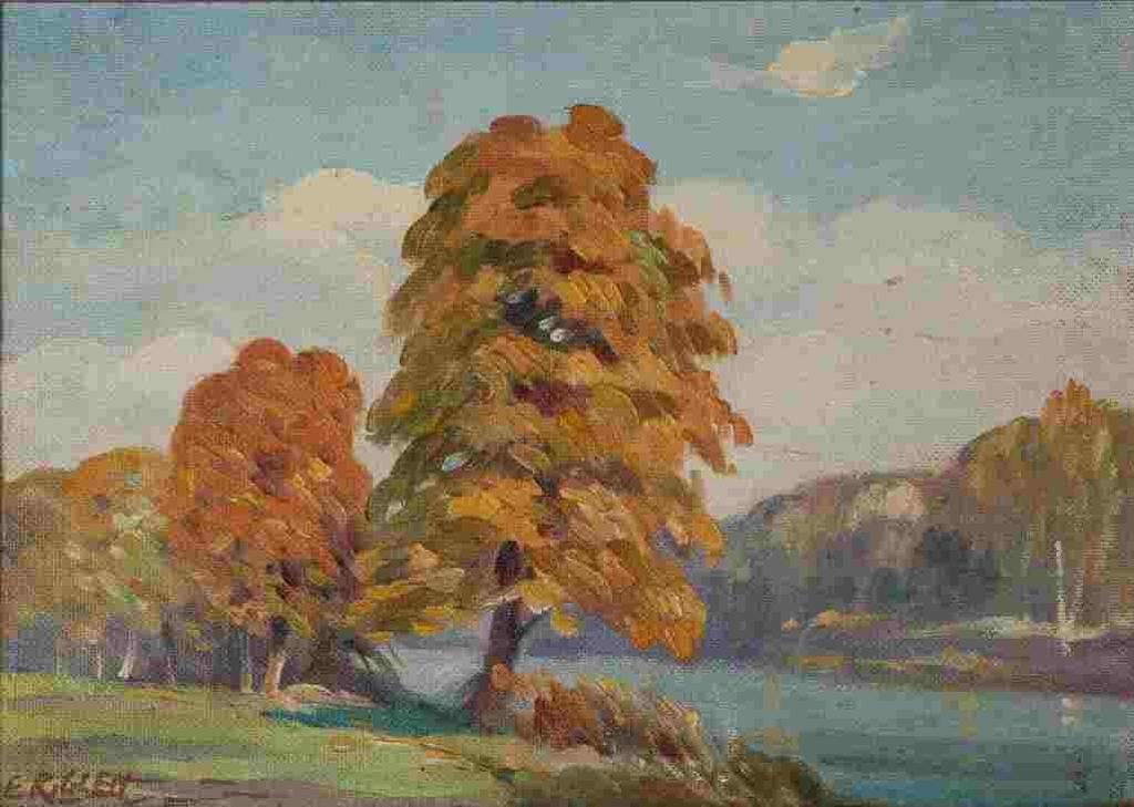Edward Randolph Glen (1887-1963) - Golden Autumn on the Thames River (1940)