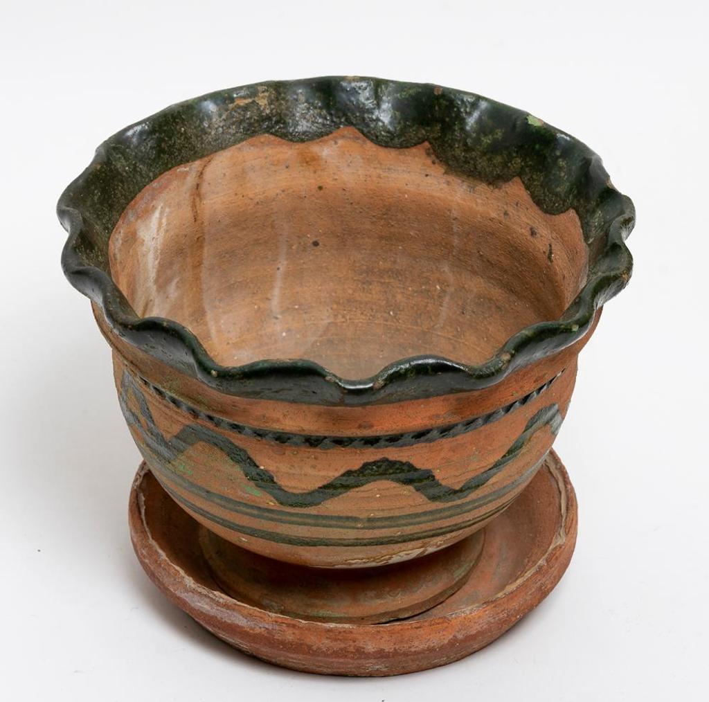 Peter Rupchan (1883-1944) - Flower Pot with Fluted Rim, with Drainage Tray