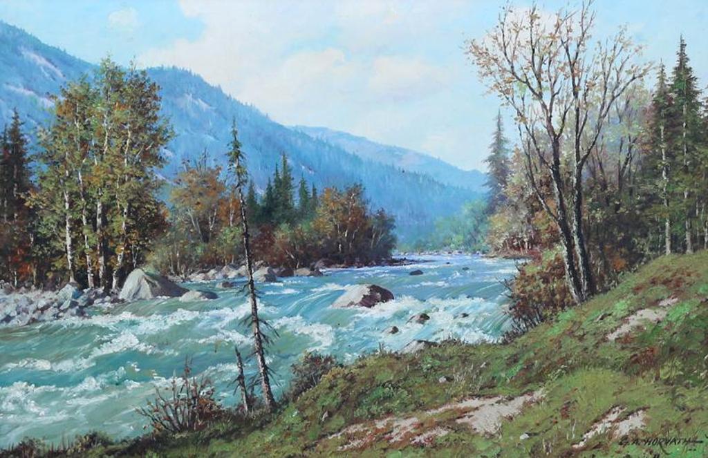 George A. Horvath (1933-2012) - Mountain Landscape With Rushing Rapids