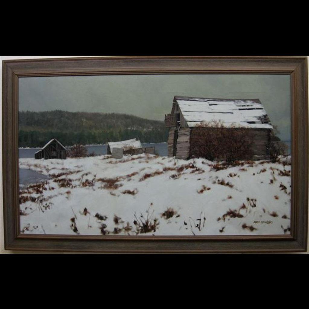 Allen Harry Smutylo (1946) - Old Barns By Lake - Winter