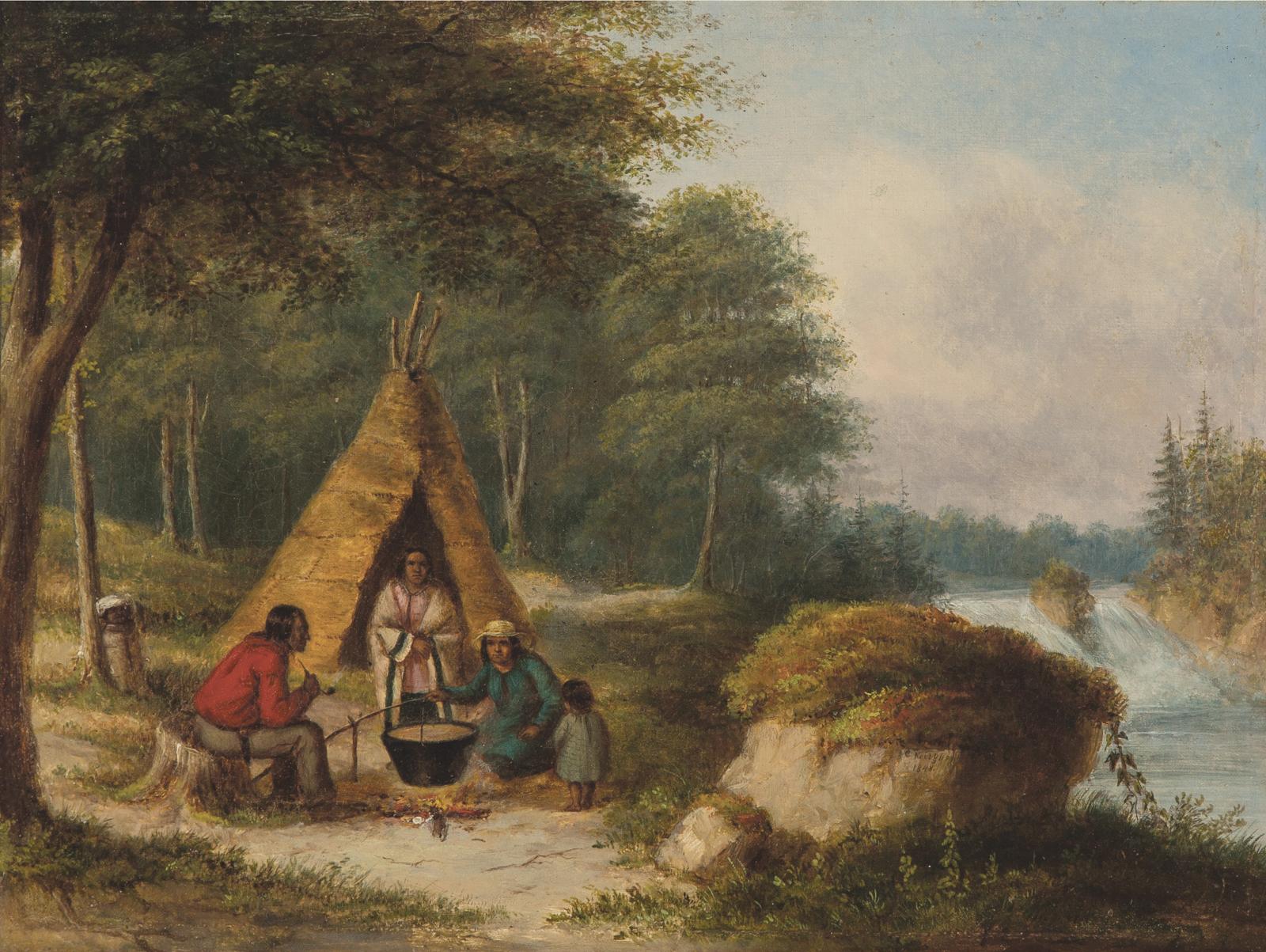 Cornelius David Krieghoff (1815-1872) - Indian Encampment, Early Summer, 1848