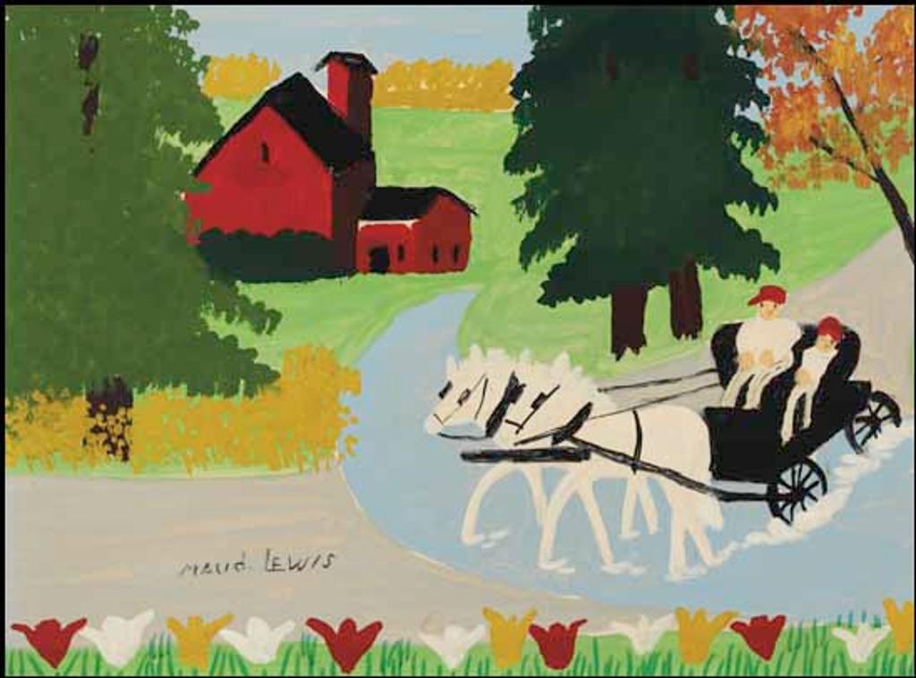Maud Kathleen Lewis (1903-1970) - Horses and Buggy Crossing the Stream