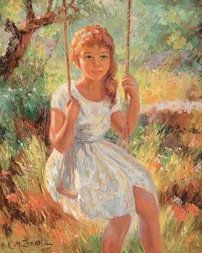 Andre Galzenati (1890-1970) - Untitled - Girl on a Swing