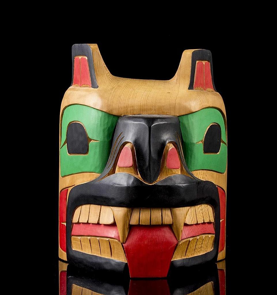 Chris Paull - a carved and polychromed cedar Bear mask