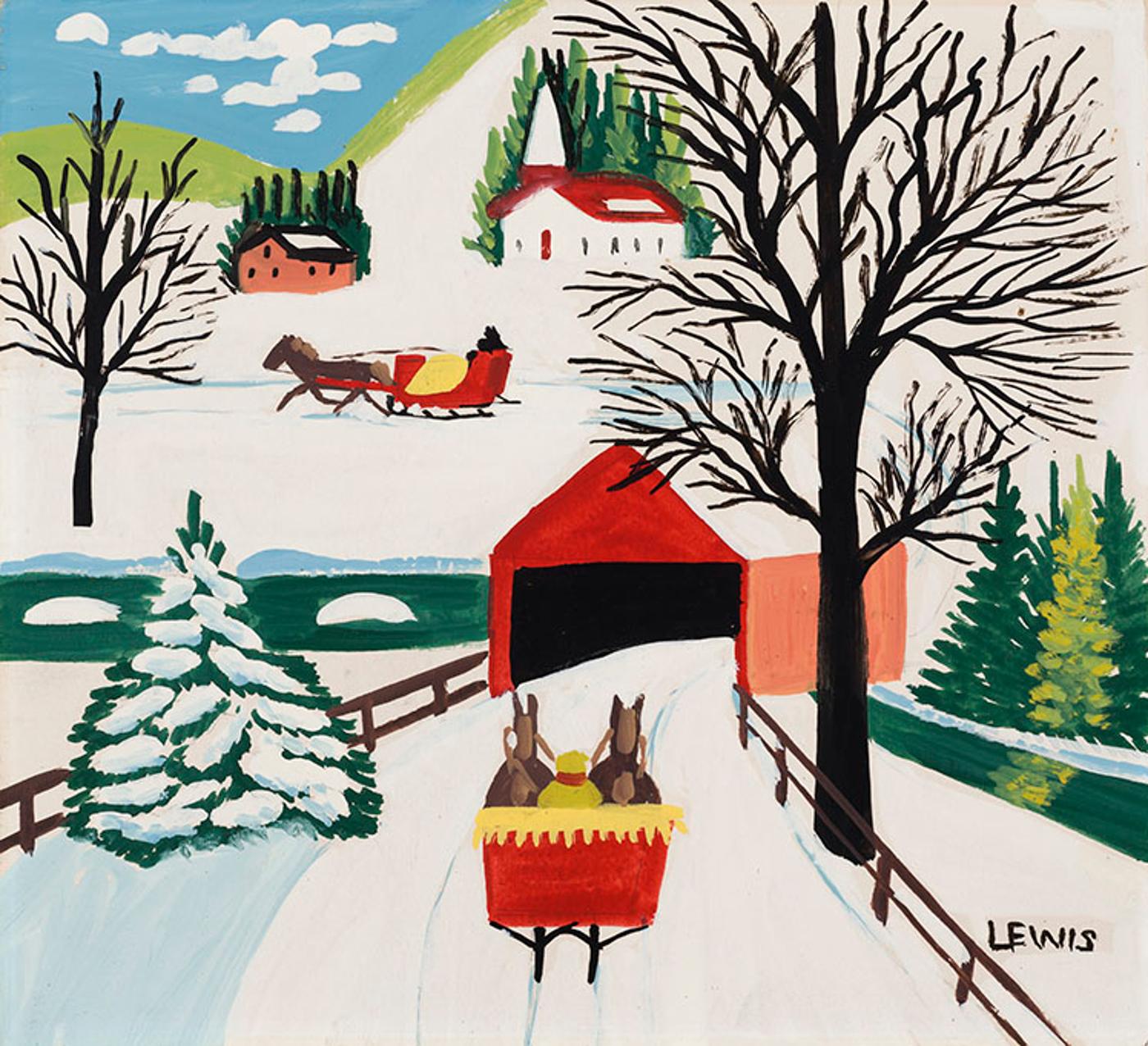Maud Kathleen Lewis (1903-1970) - Covered Bridge
