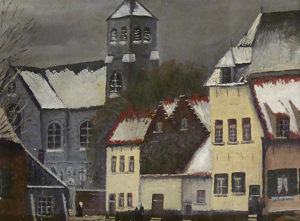 Continental School - Untitled - Snowy town scene