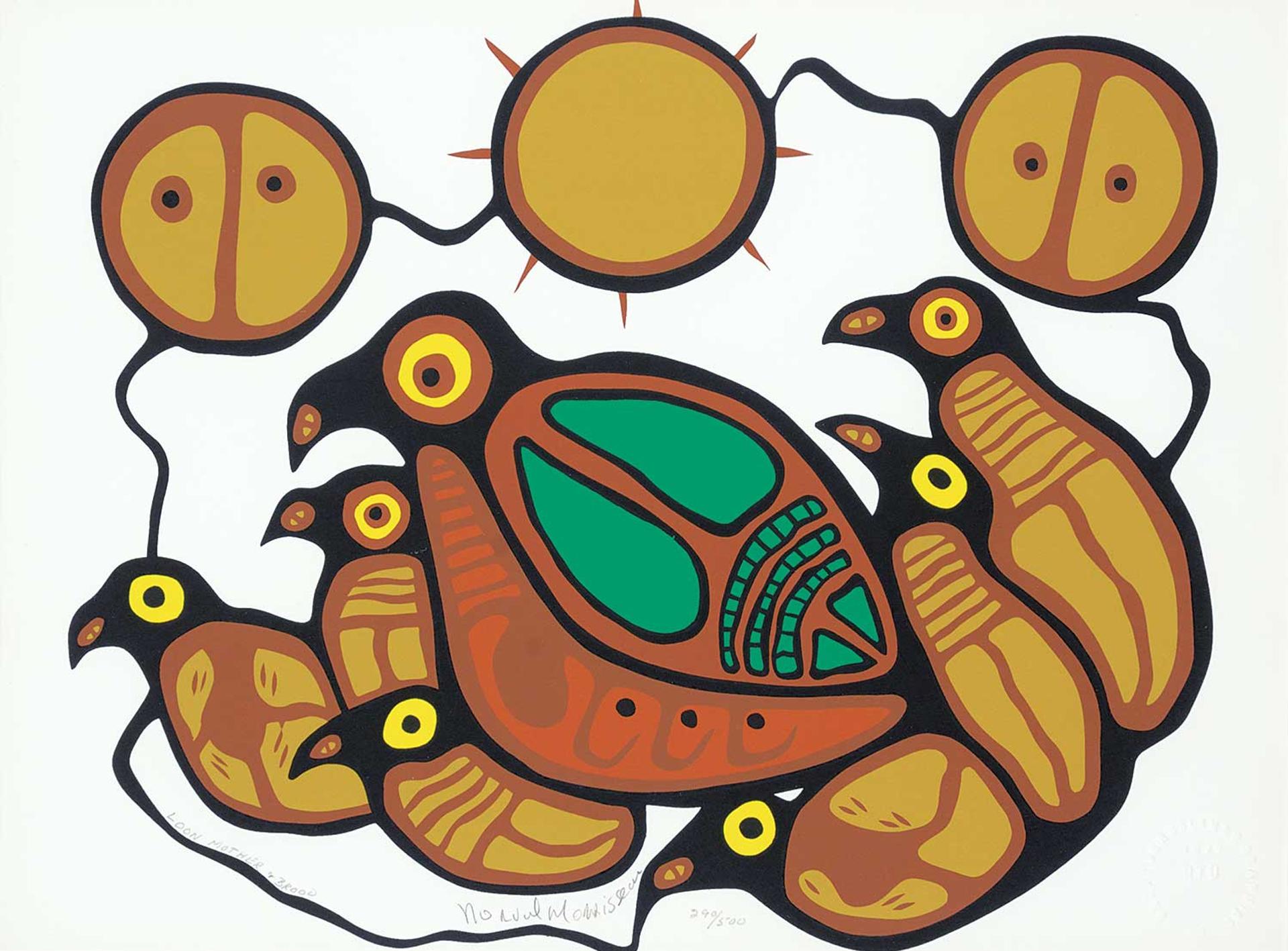 Norval H. Morrisseau (1931-2007) - Loon Mother and Brood  #290/500