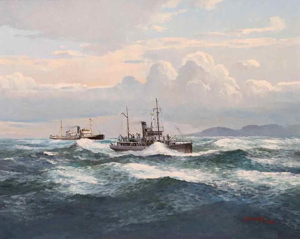 Duncan Mackinnon Crockford (1922-1991) - The Minesweeping Trawler Bras Dor, Escorting Italian Merchantman To Sydney N.C., 1940; 1977