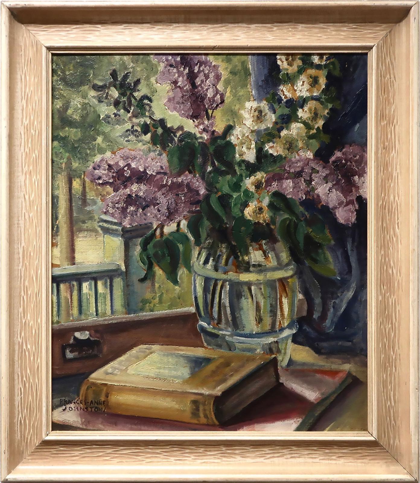 Frances Anne Johnston (1910-1987) - Still Life Study - Flowers And Book (Old Hand Saw)