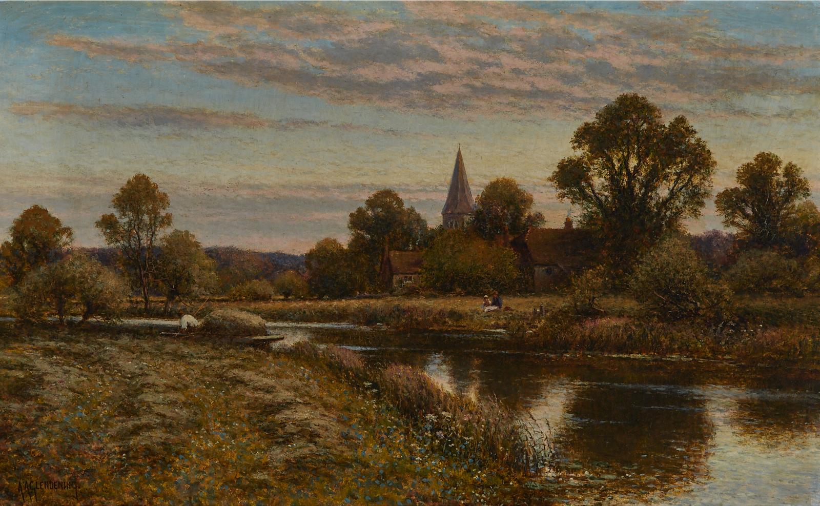 Alfred Augustus Glendening Sr. (1840-1910) - Chertsey (Punter On River)