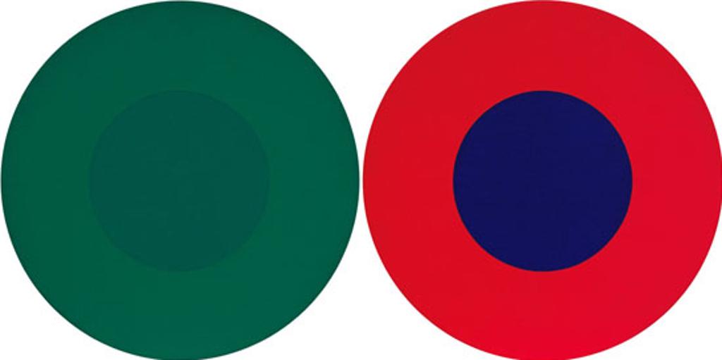 Claude Tousignant (1932) - Double 12 en vert et rouge et bleu