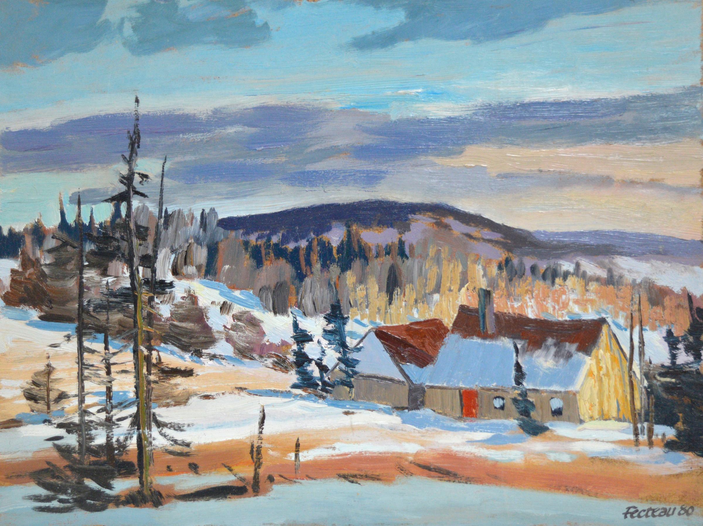 Marcel Fecteau (1927) - paysage d'hiver avec chalet