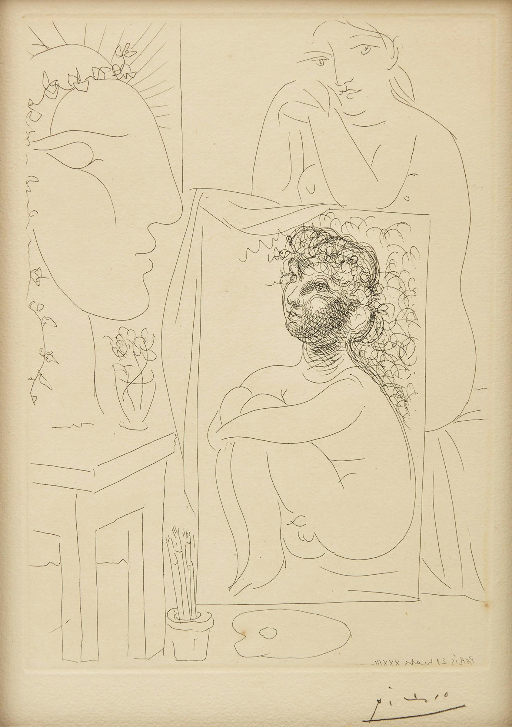 Pablo Ruiz Picasso (1881-1973) - Modèle accoudé sur un tableau from the Vollard Suite (Bloch 151; Baer 303)