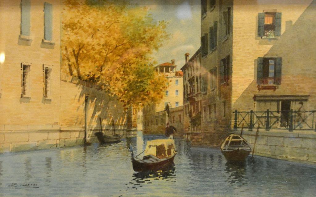 Andrea Biondetti (1851-1946) - Venetian Scene with Gondolas