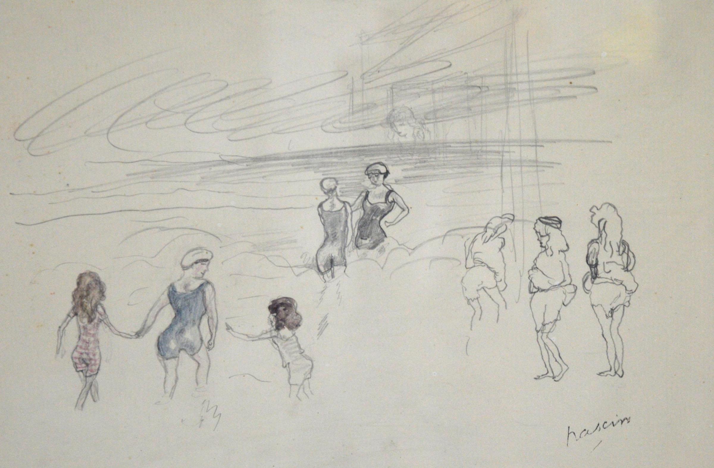 Jules Pascin (1885-1930) - personnages sur une plage