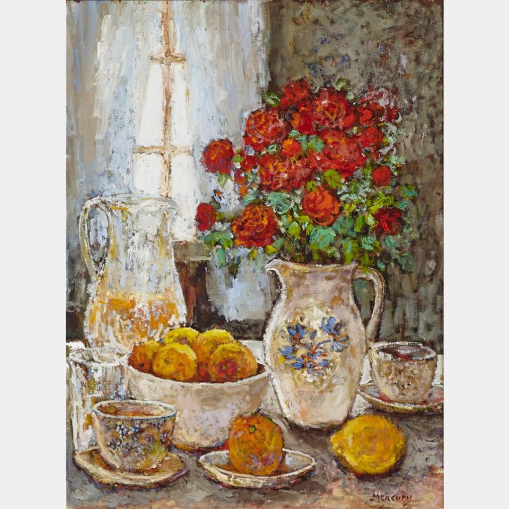 Michael Khoury (1950) - Still Life With Oranges And Red Roses