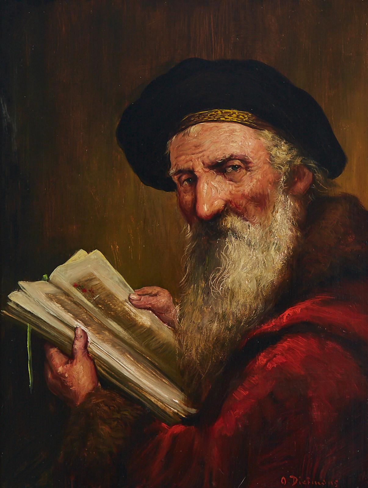 O. Dietmans - Bearded Elder In Serious Study Of A Manuscript