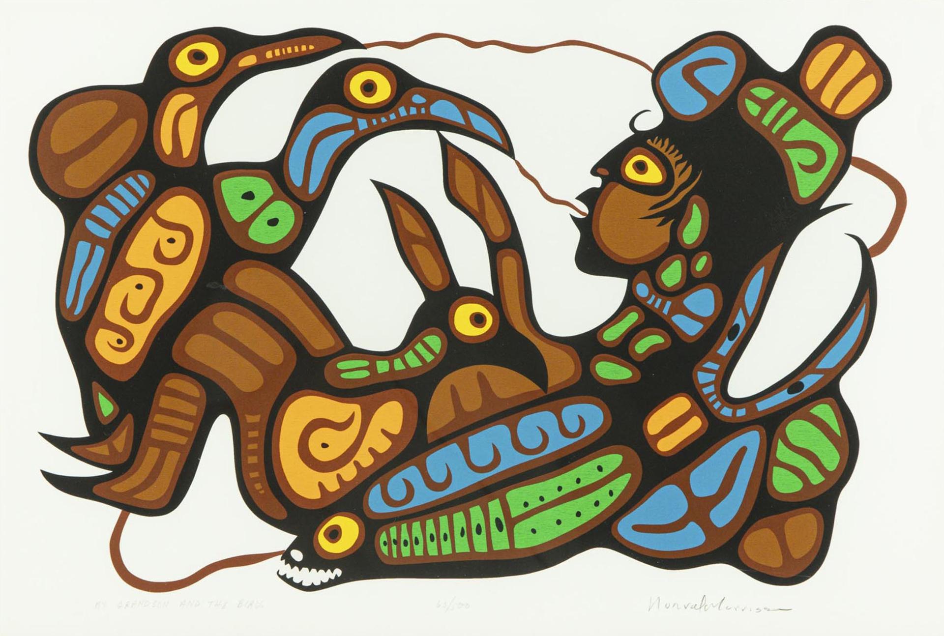 Norval H. Morrisseau (1931-2007) - My Grandson And The Birds