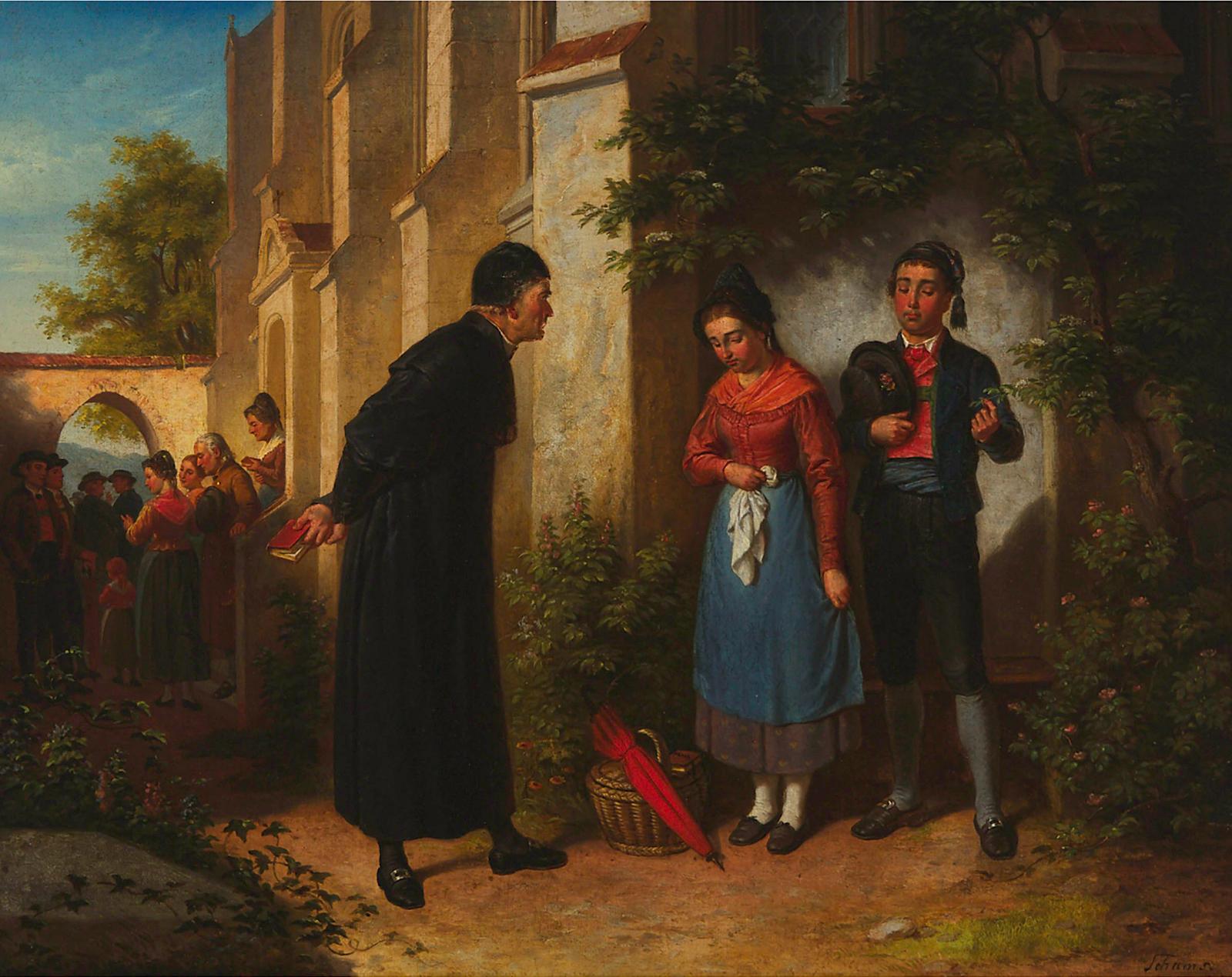 Franz Schams (1823) - Die Ermahnung (The Admonition) Or The Missed Sermon - A Young Couple Is Rebuked By The Pastor