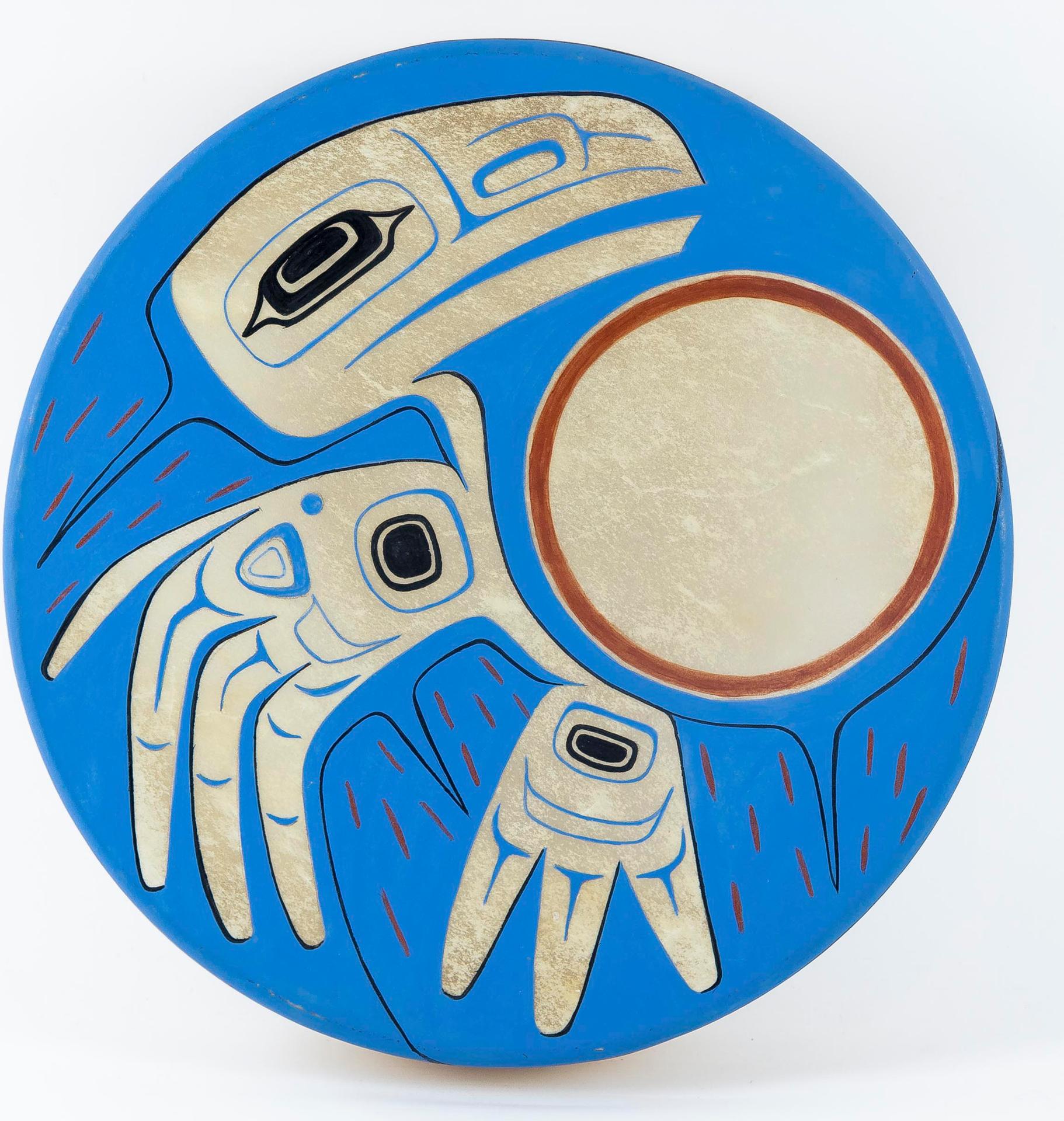 Ken McNeil - Painted Deer Hide Drum With Raven Design, 2015