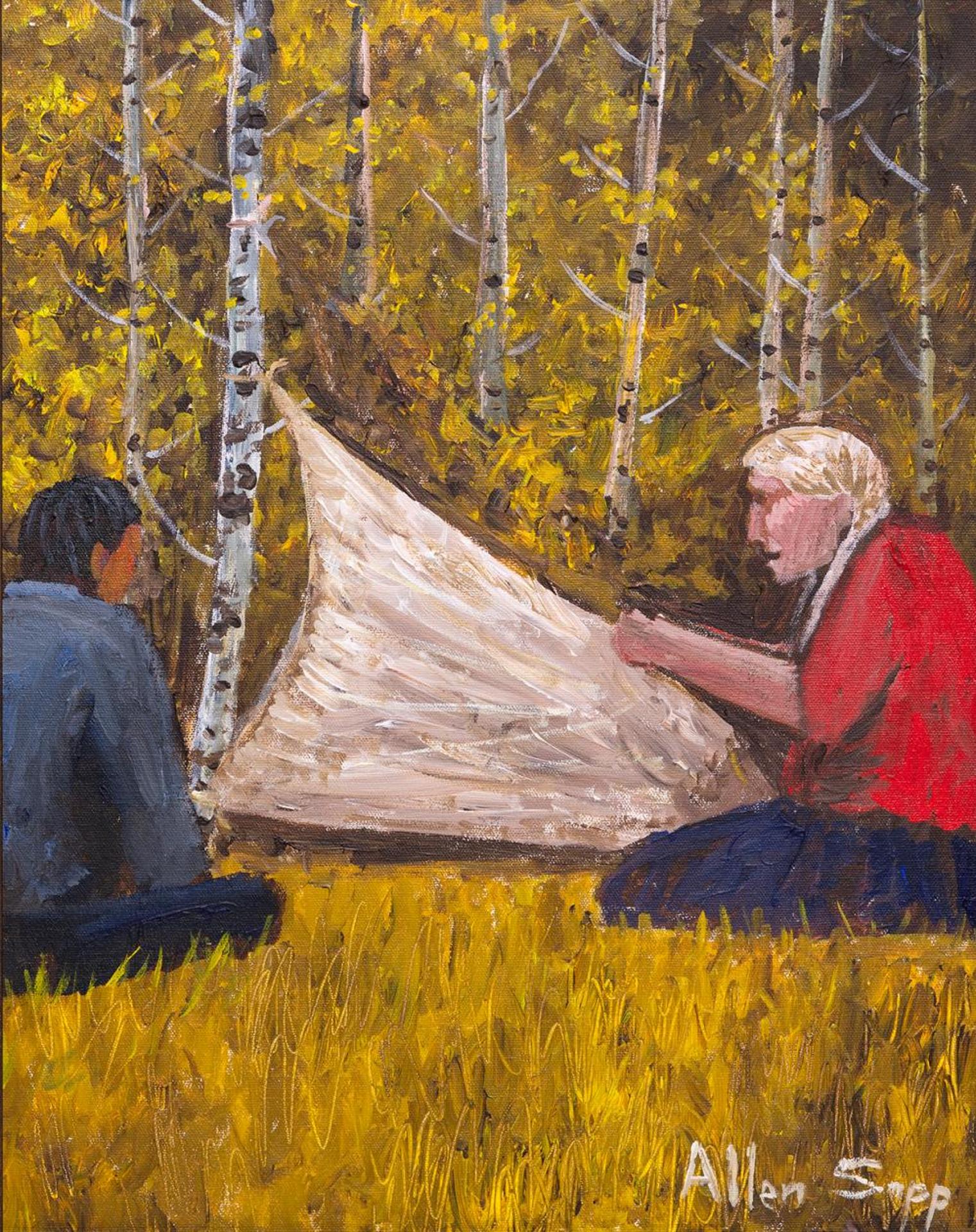 Allen Fredrick Sapp (1929-2015) - Untitled - Nookum Preparing a Hide