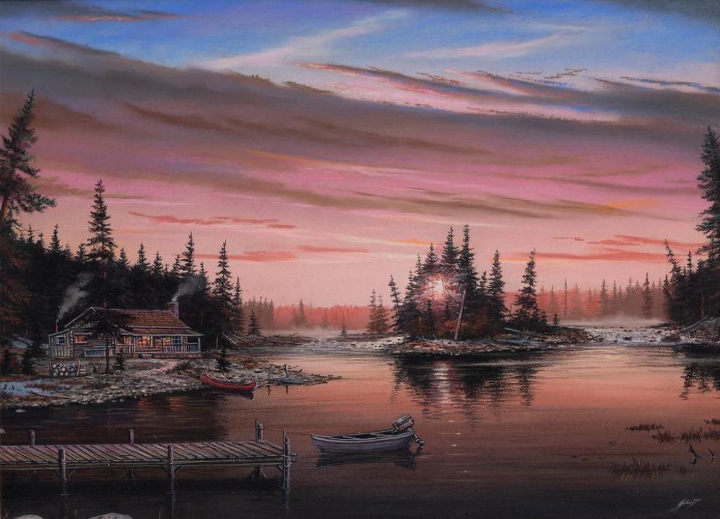 Bob Millard (1947-2014) - Untitled - Cabin on the Lake at Sunset