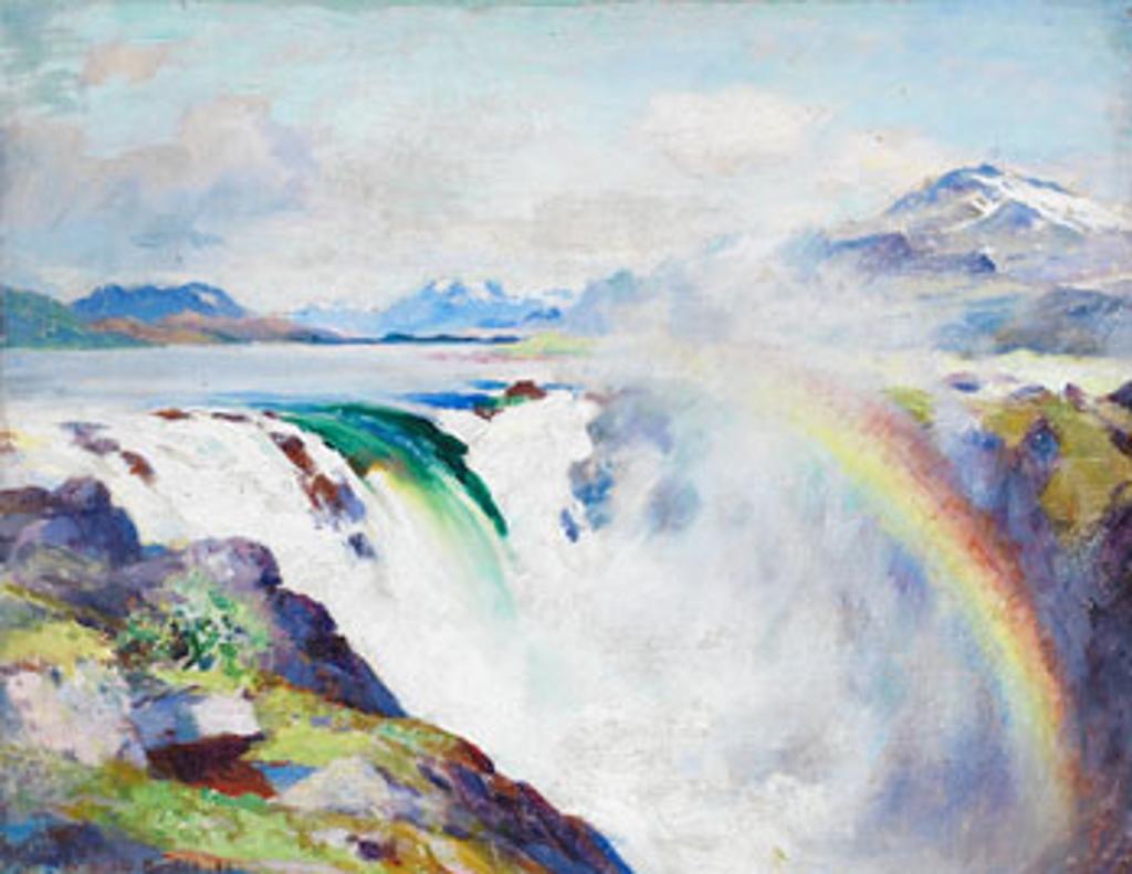William Blair Bruce (1859-1906) - The Stora Sjöfallet Waterfall / The Great Lake Waterfall / Northern Sweden (Lappland)