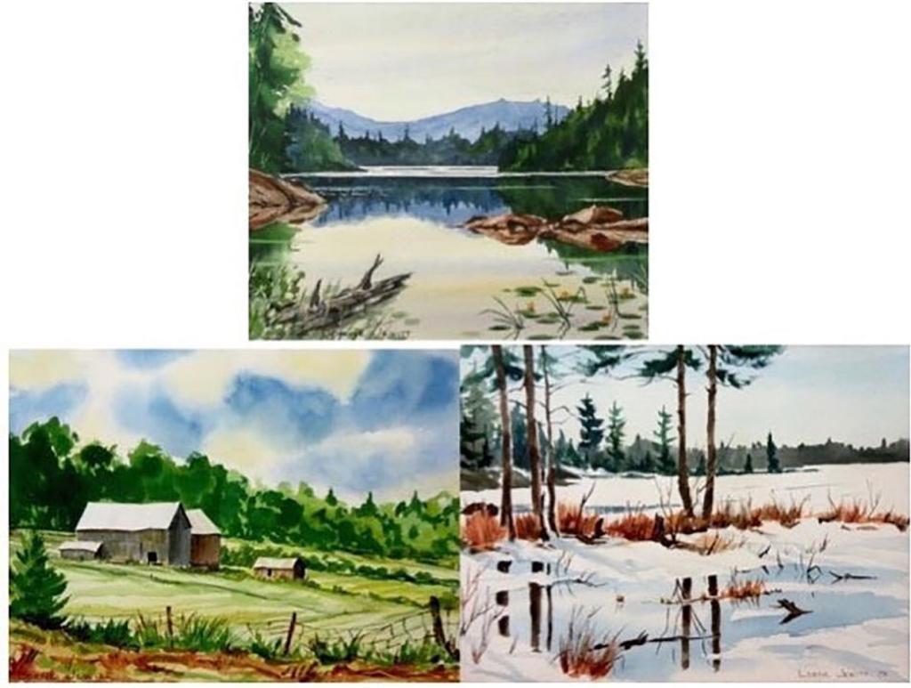 Lawrence James (Lorne) Jewitt (1921-2017) - Minkey Lake, West End Of Algonquin; Muskoka Barn, West Of Bracebridge; Snow Watercolour