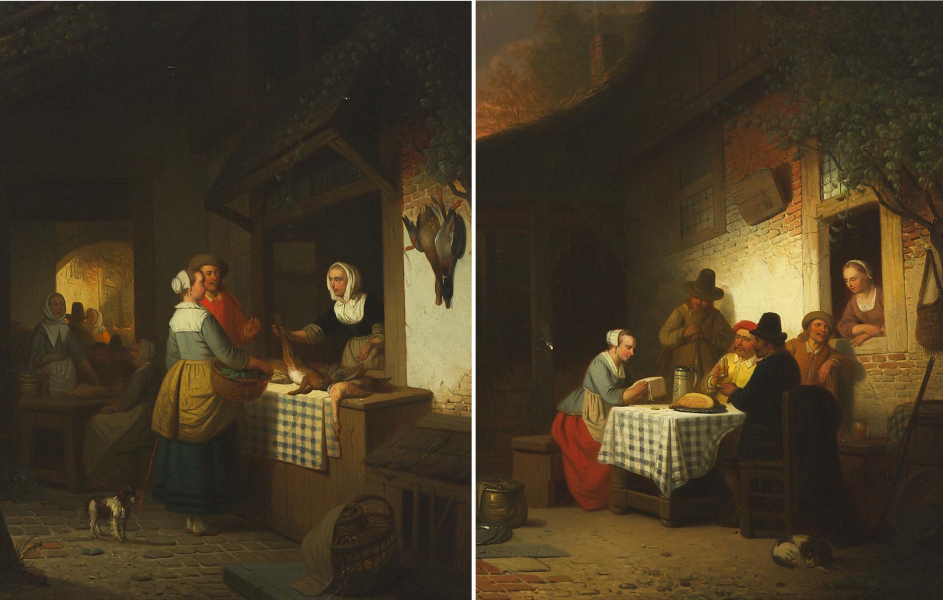 Adrien Ferdinand de Braekeleer - The Poultry Market; Village Politics, 1861