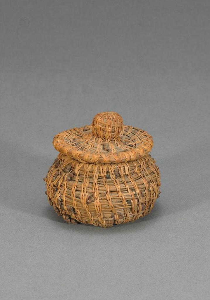 Northwest Coast - A Woven Pine Needle Container With Lid