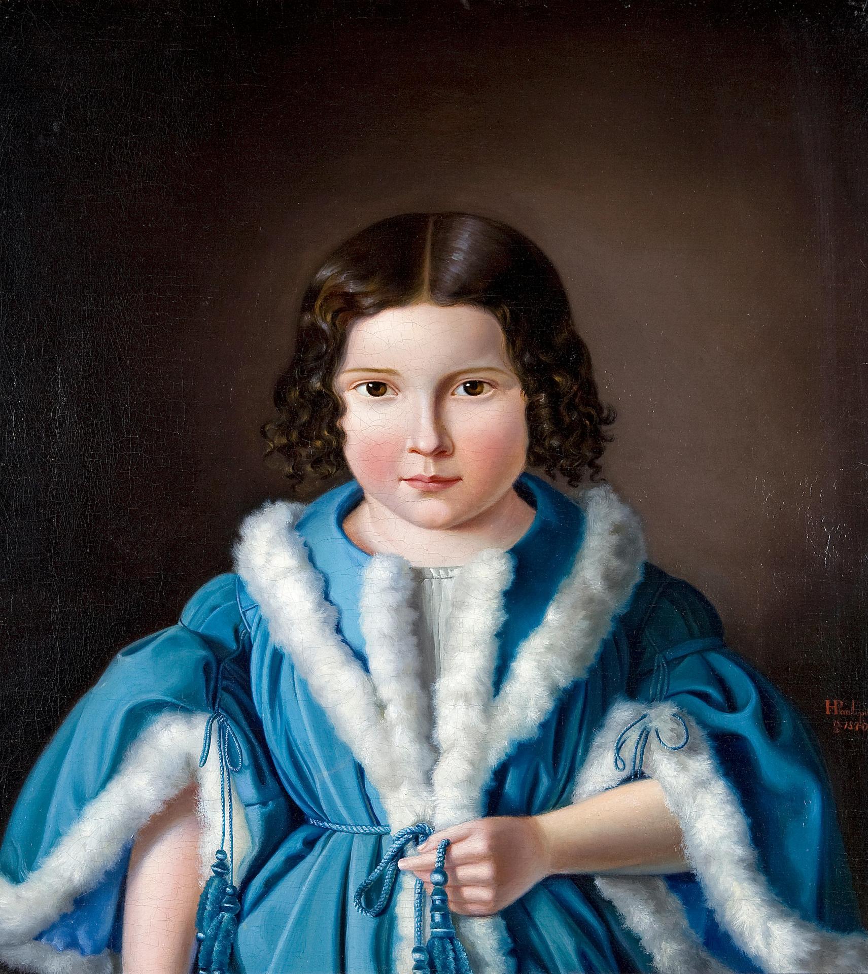 Heinrich Paul - Portrait of a young girl wearing a fur-trimmed blue jacket