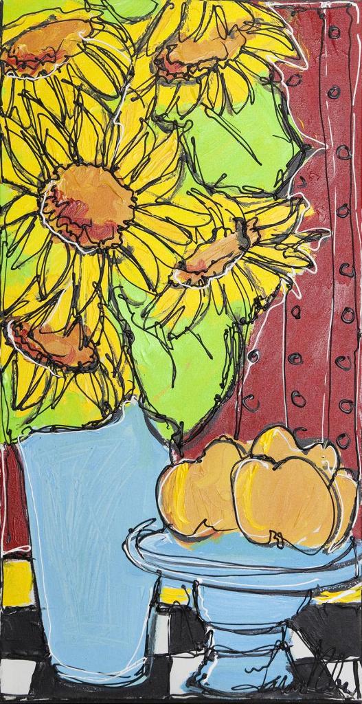 Jason Robins (1982) - Untitled - Sunflowers With Four Apples