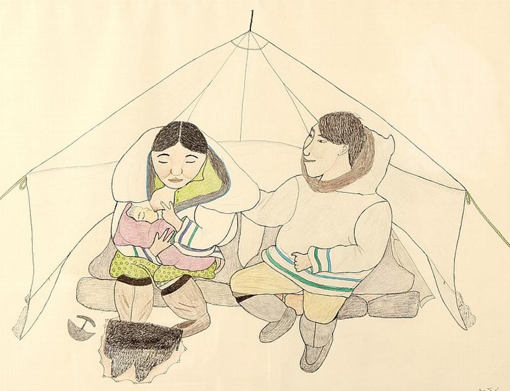 Napatchie Pootoogook (1938-2002) - Untitled - Feeding Time