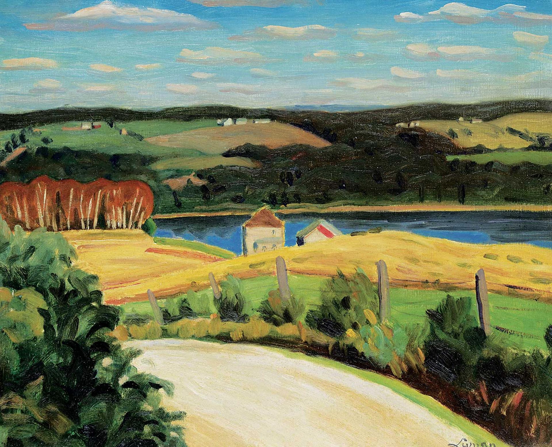 John Goodwin Lyman (1886-1967) - Untitled - Laurentian Road by the Lake