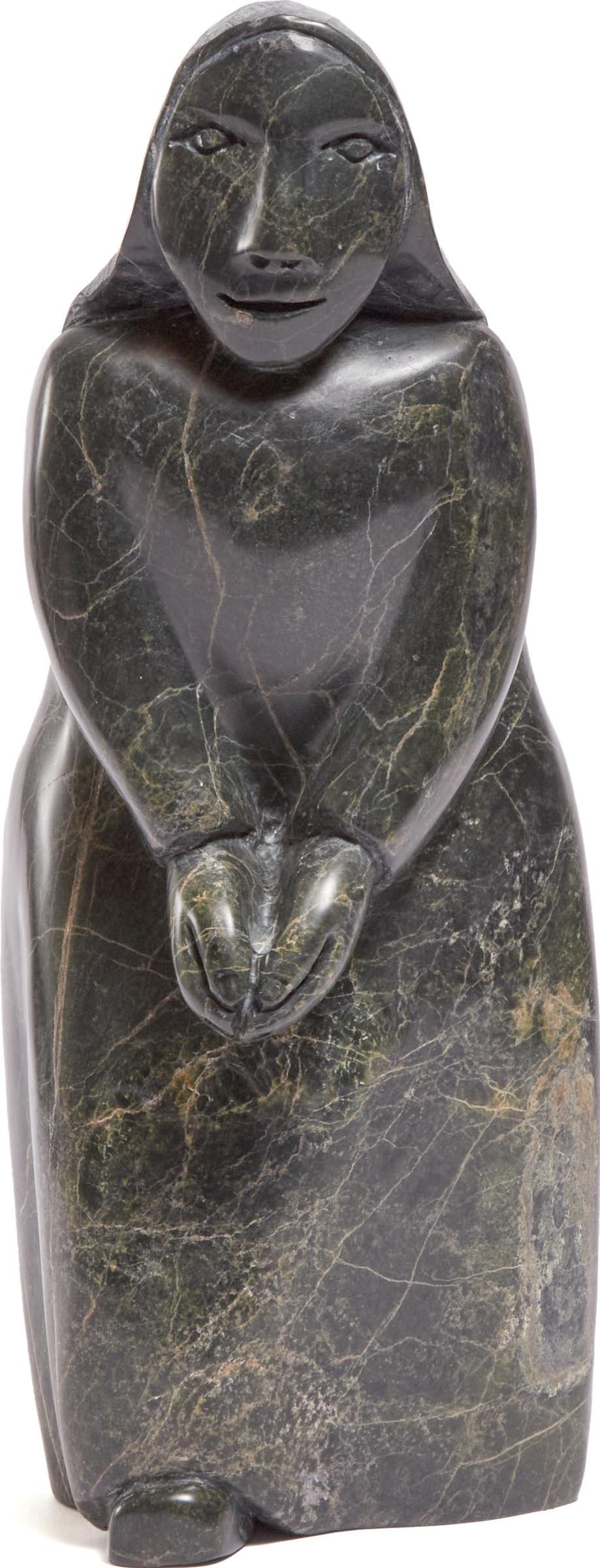 Oviloo Tunnillie (1949-2014) - Woman With Clasped Hands, Ca. 2000