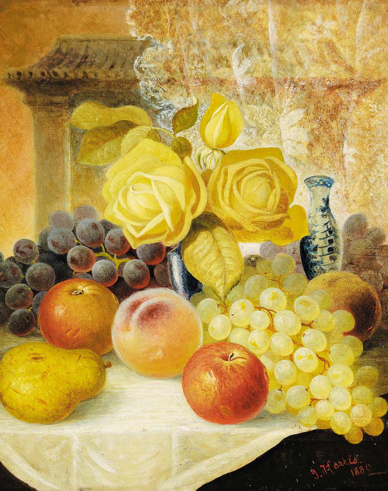 J. Harris Jr. - Untitled - Still Life with Fruits and White Roses