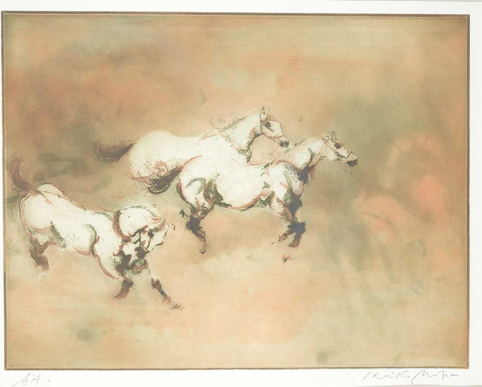 Kaiko Moti (1921-1989) - Untitled - Running Horses  #E.A.